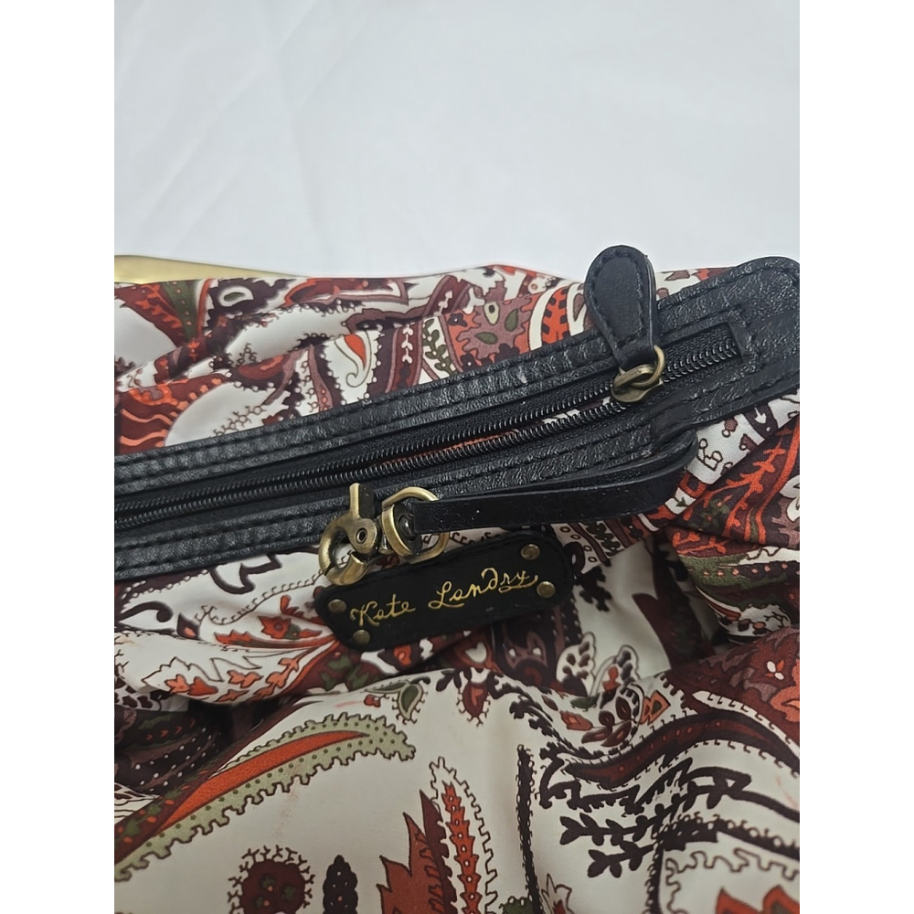 Kate Landry Leather Fold Over Clutch Black Cowhide Evening Bag Gold Hardware - Picture 7 of 9